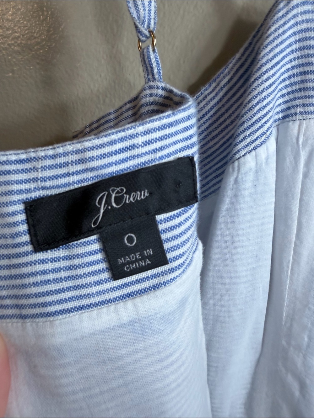 J.Crew Blue White Stripe 100% Linen Wide Leg Jumpsuit Size 0 - Picture 2 of 9